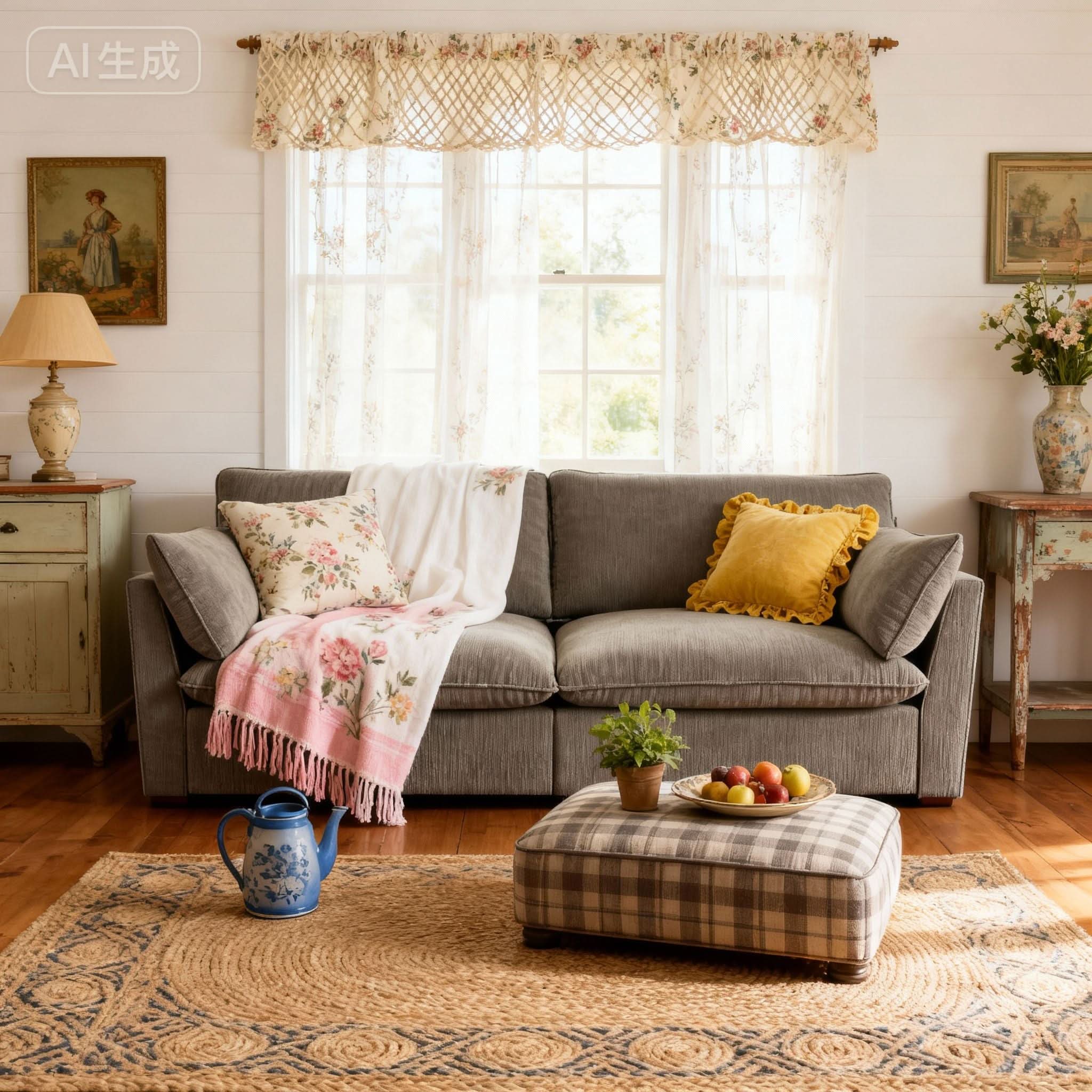 Cottonfy British Retro Check & Striped Sofa with Removable Covers