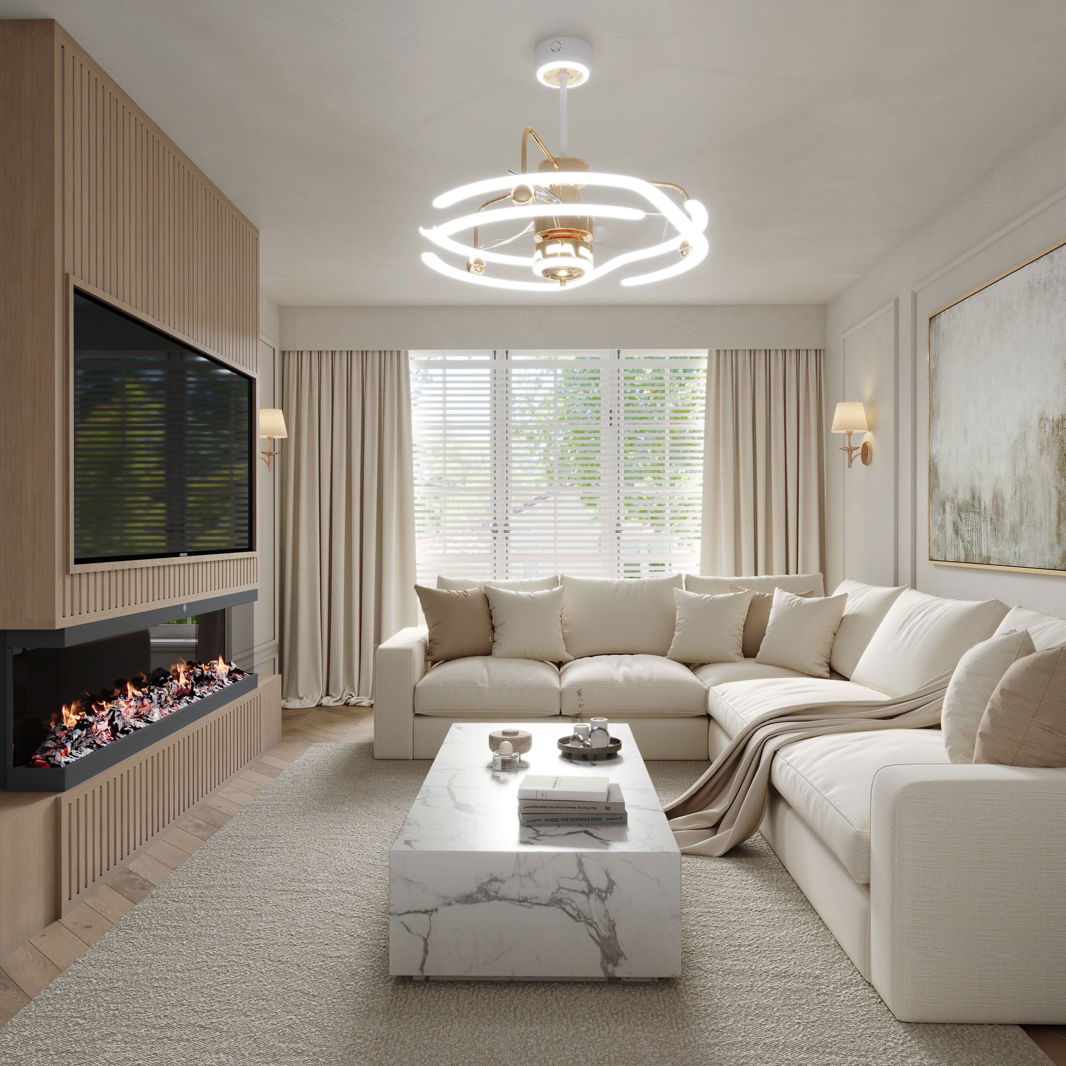 Lightsin Modern Ceiling Fan Light with Remote Control Low-Noise Adjustable Fan Light