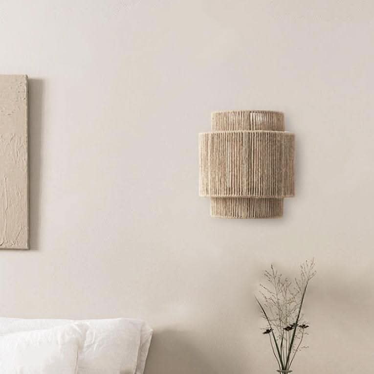 Vintage Hand-Woven Hemp Rope Half Cylinder Wall Lamp