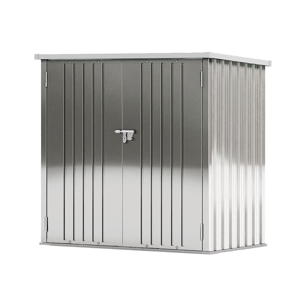 5.5x3ft Grey Slanted Roof Garden Shed with Double Doors