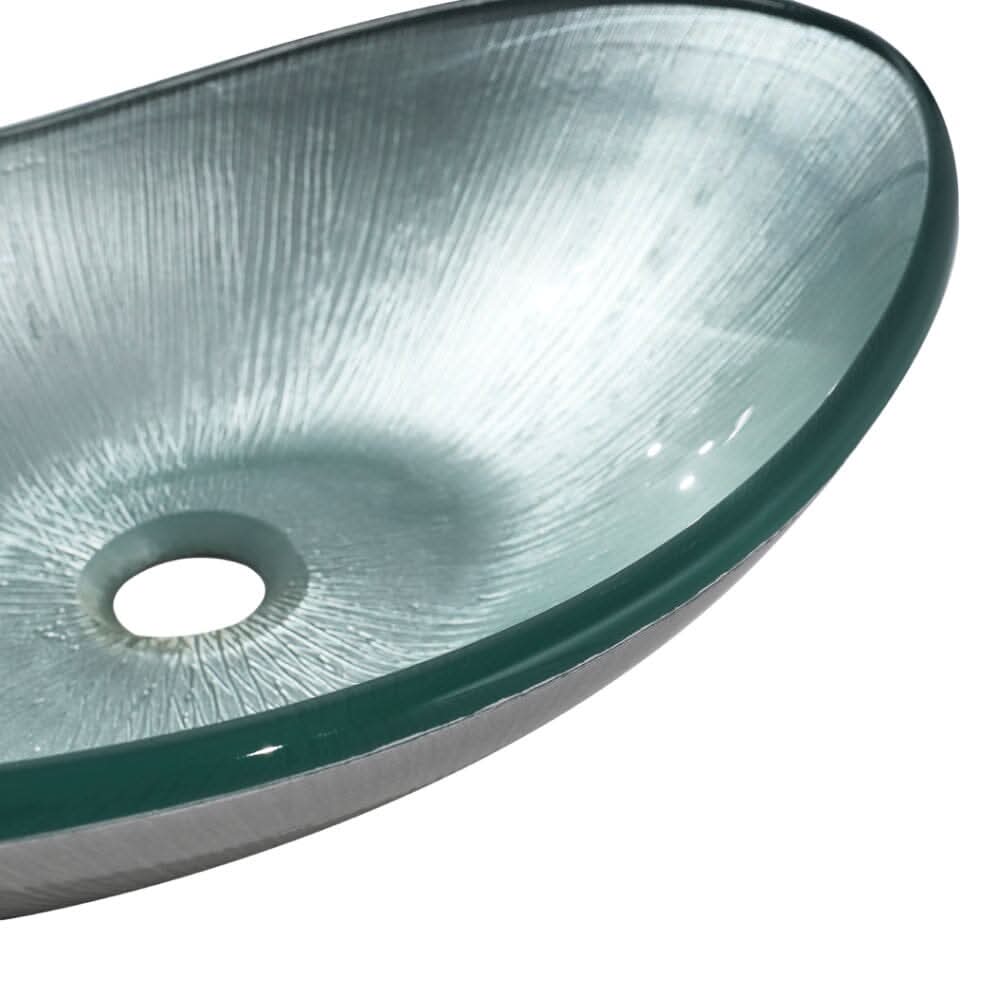 54cm W Oval Bathroom Art Tempered Glass Sink