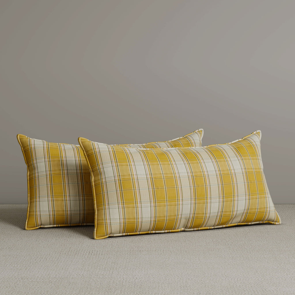 Exclusive Waist Cushion in Yellow Checkered Cotton Linen, 56*27*12 CM