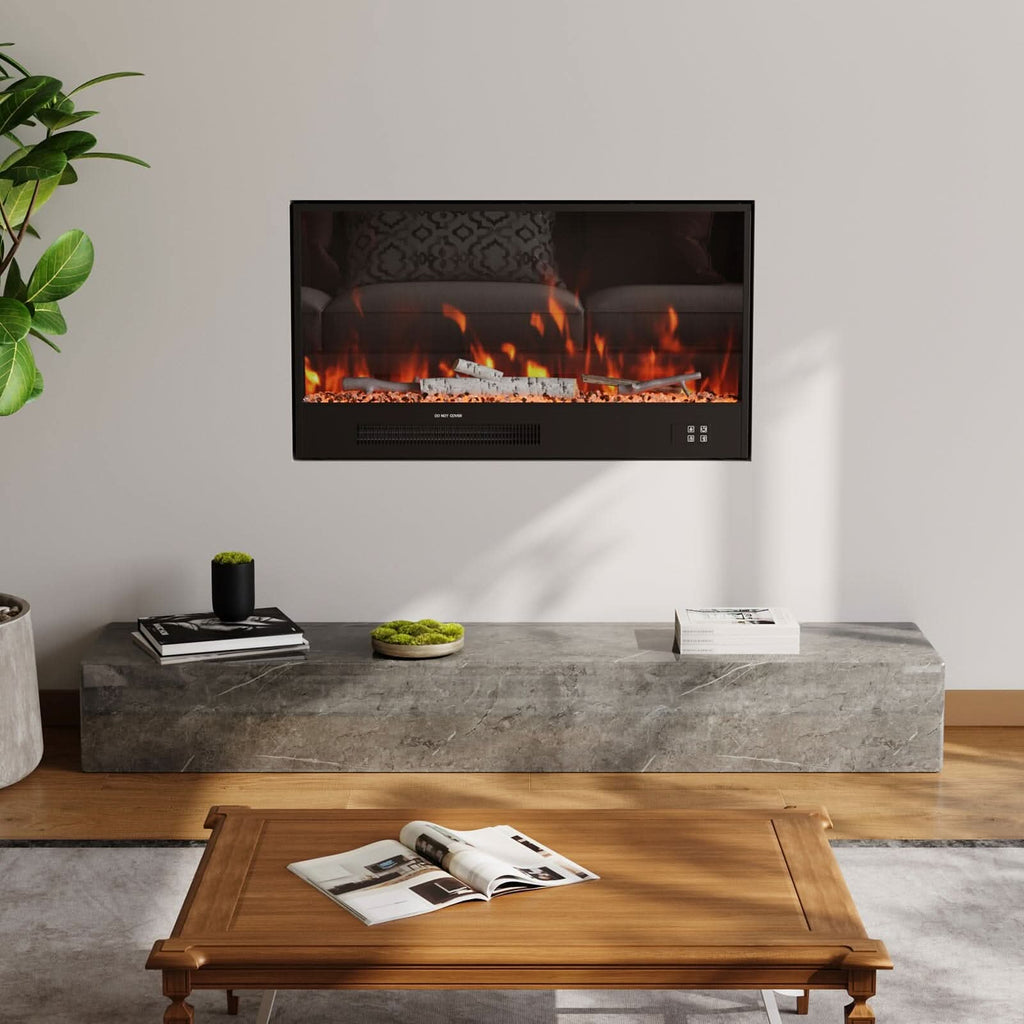 Smallbee 33/46/58inch WiFi Electric Fireplace with LED Display & Realistic Flame Effect