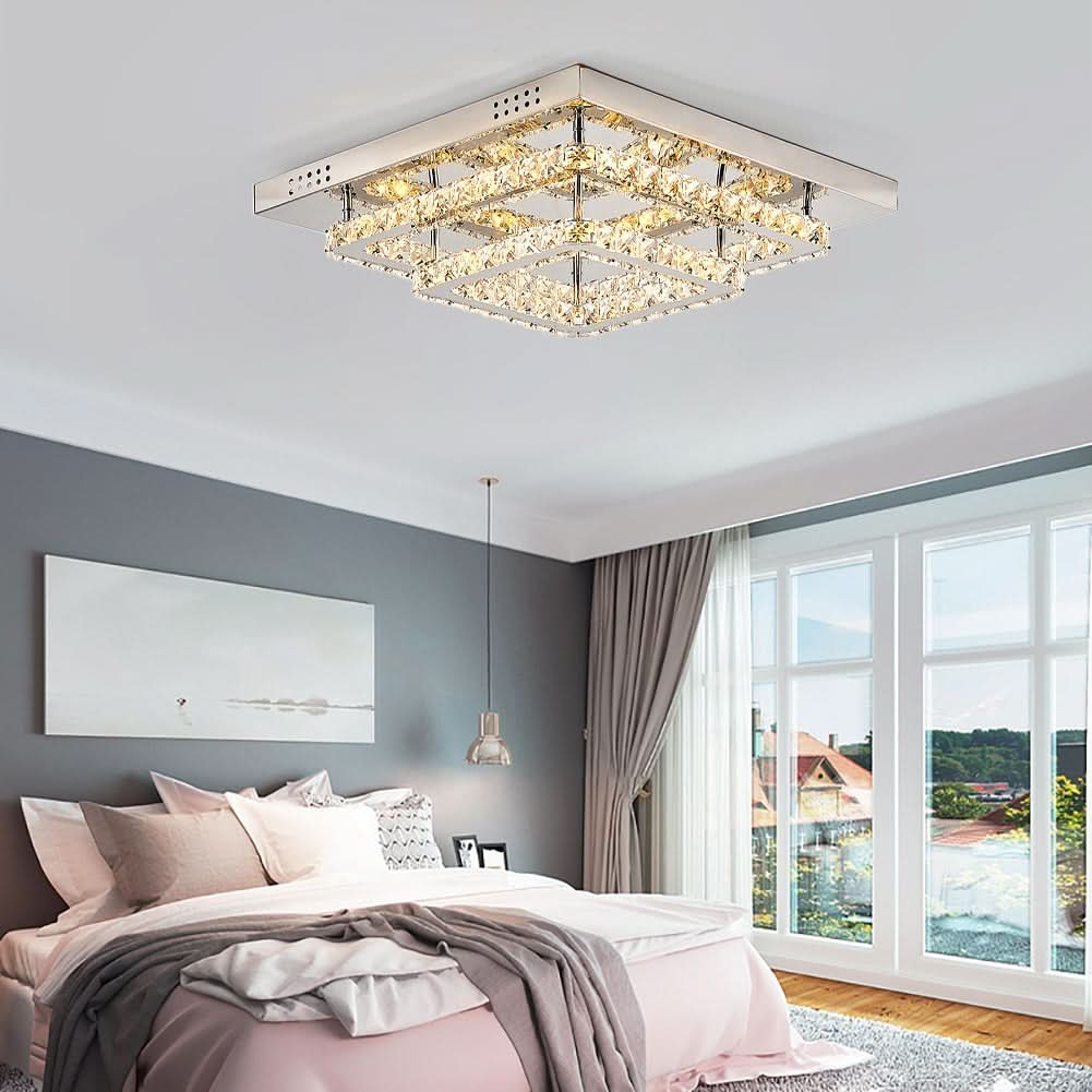 Modern 2-Tier Crystal LED Ceiling Light Fixture Dimmable/Non-dimmable