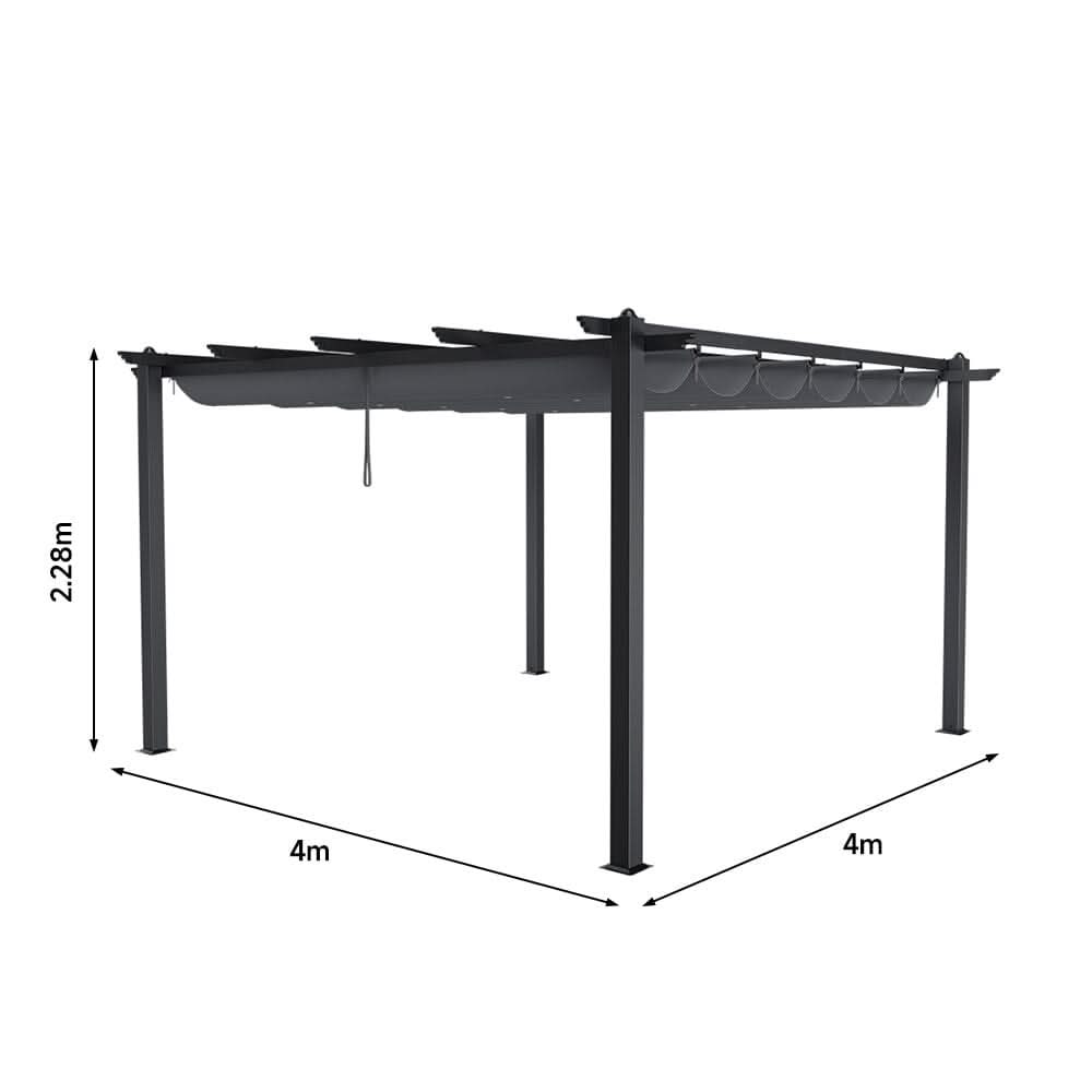 9ft Aluminum Patio Pergola with Sun-Shade Canopy