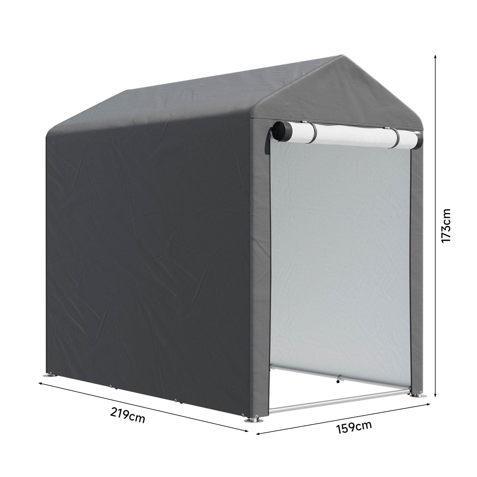Galvanized Tube Storage Shed Garden Shed in Grey