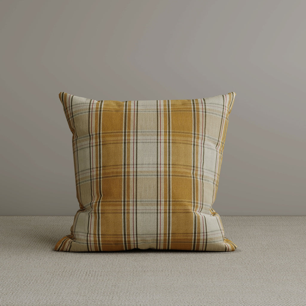 Square Exclusive Design Cushion in Saffron Gold Plaid Cotton Linen, 45*45CM