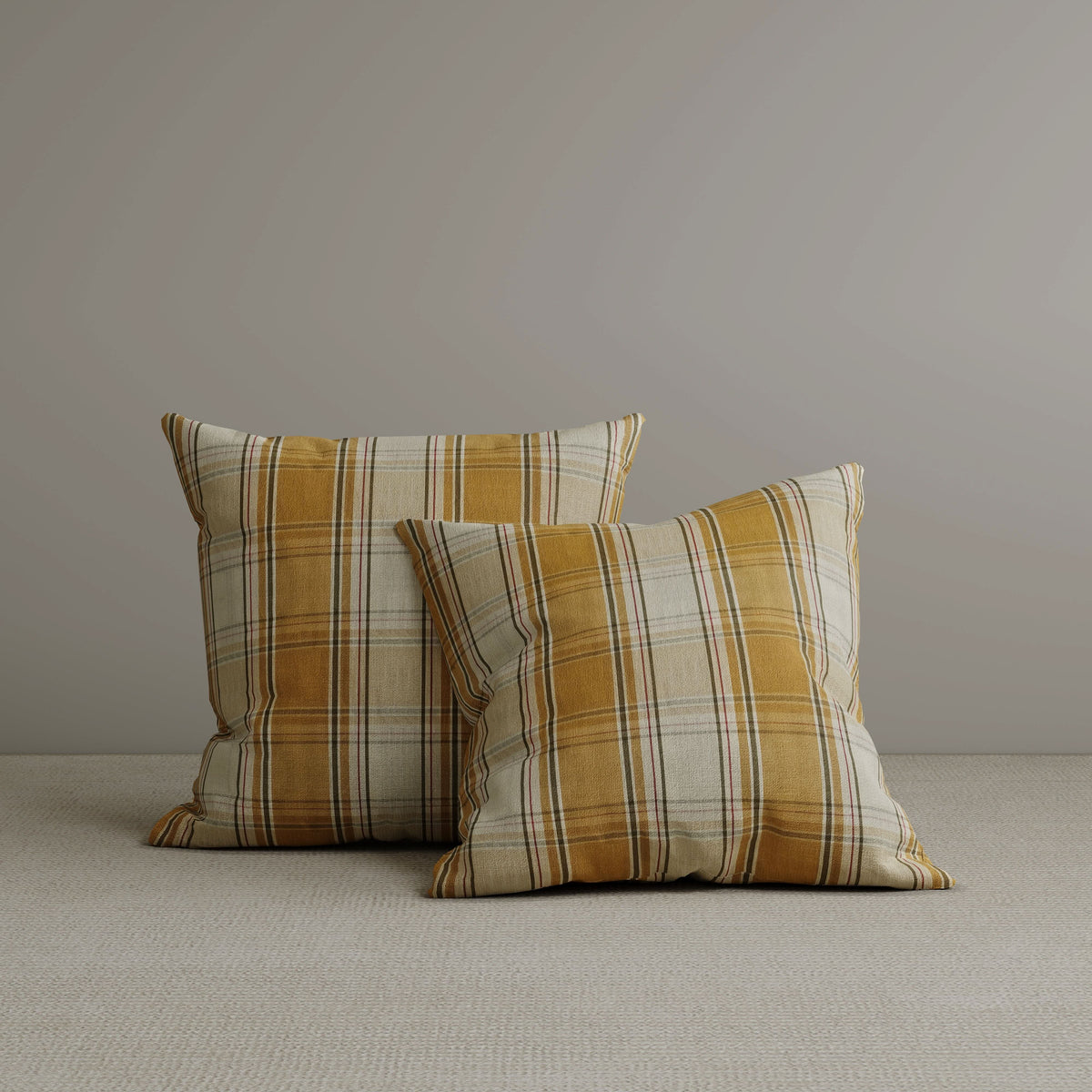 Square Exclusive Design Cushion in Saffron Gold Plaid Cotton Linen, 45*45CM