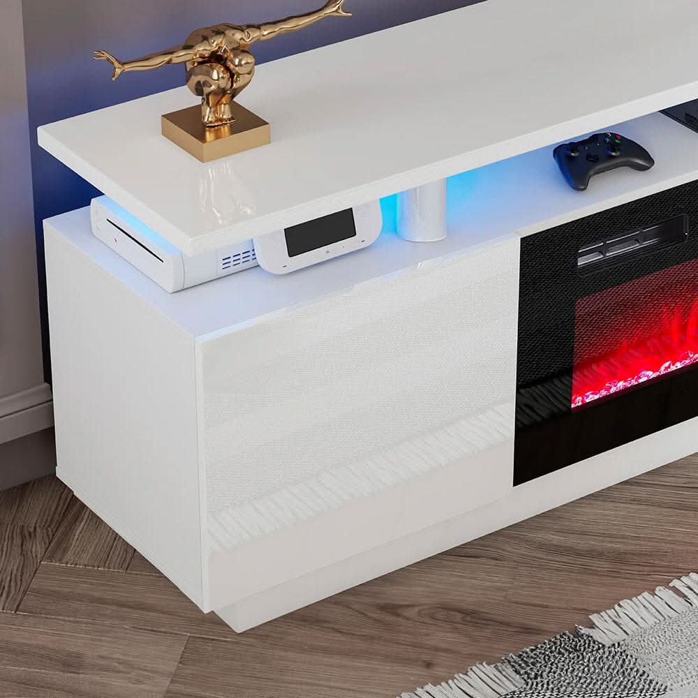 70 inch L Modern LED TV Stand with 12 Colour Electric Fireplace