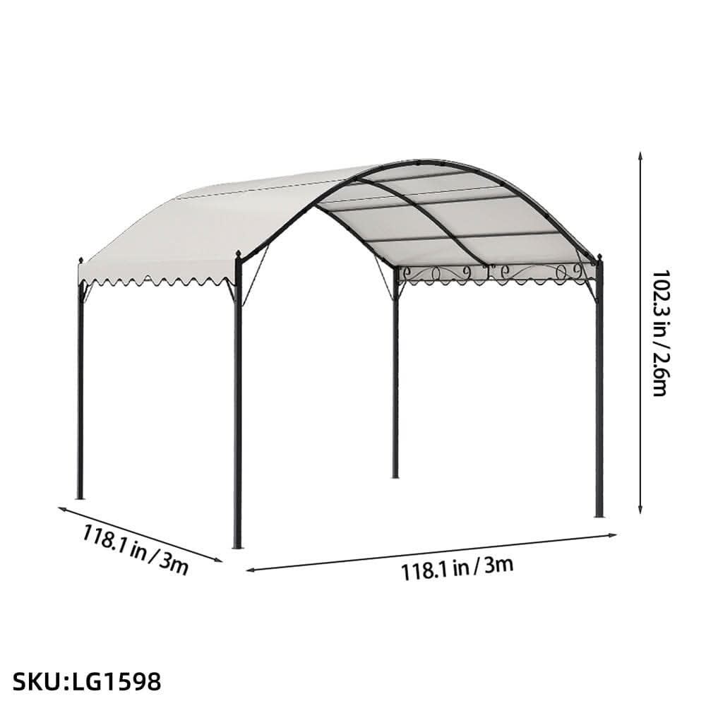 9.84 x 9.84 x 8.53 ft/ 9.84 x 13.12 x 8.53 ft Beige Arch Steel Canopy with Ground Pegs
