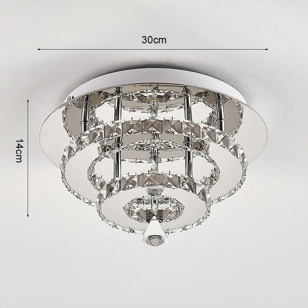 30cm W Stacked LED Ceiling Light with Crystal Rims Energy Saving