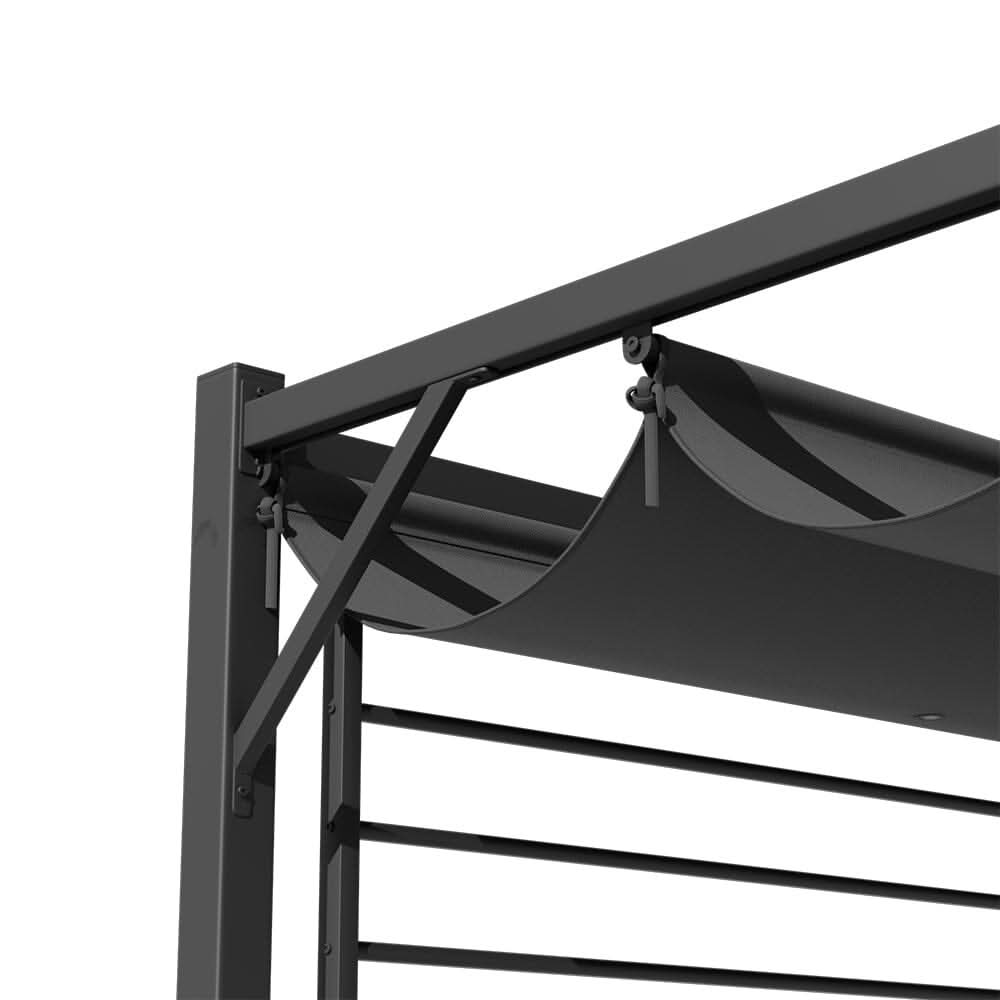 3x2.8x2.3m Dark Grey Pergola with Single-Sided Hollow Fence