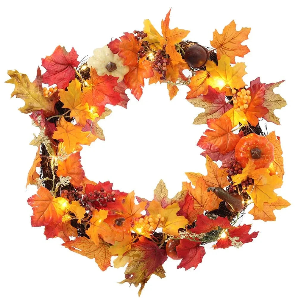Fall Wreath for Front Door Halloween Thanksgiving Decoration