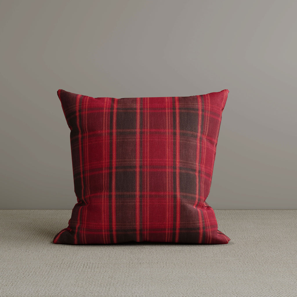 Square Exclusive Design Cushion in Garnet Red Plaid Cotton Linen, 45*45CM