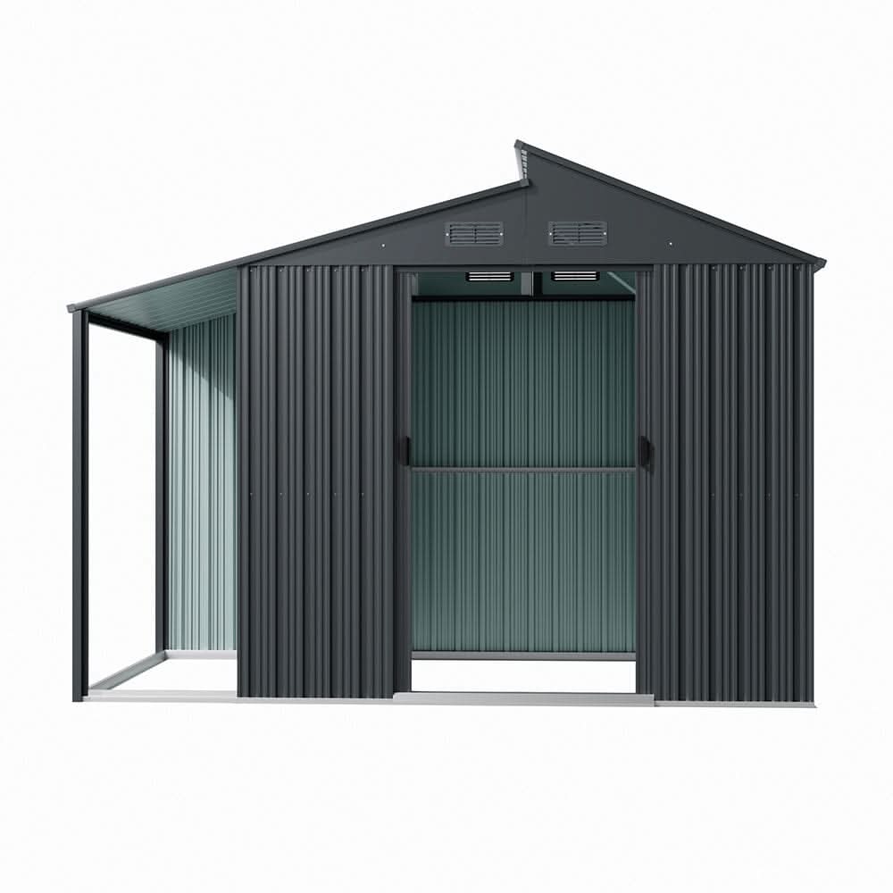 6×6 ft Galvanized Steel Outdoor Storage Shed with Lean-to