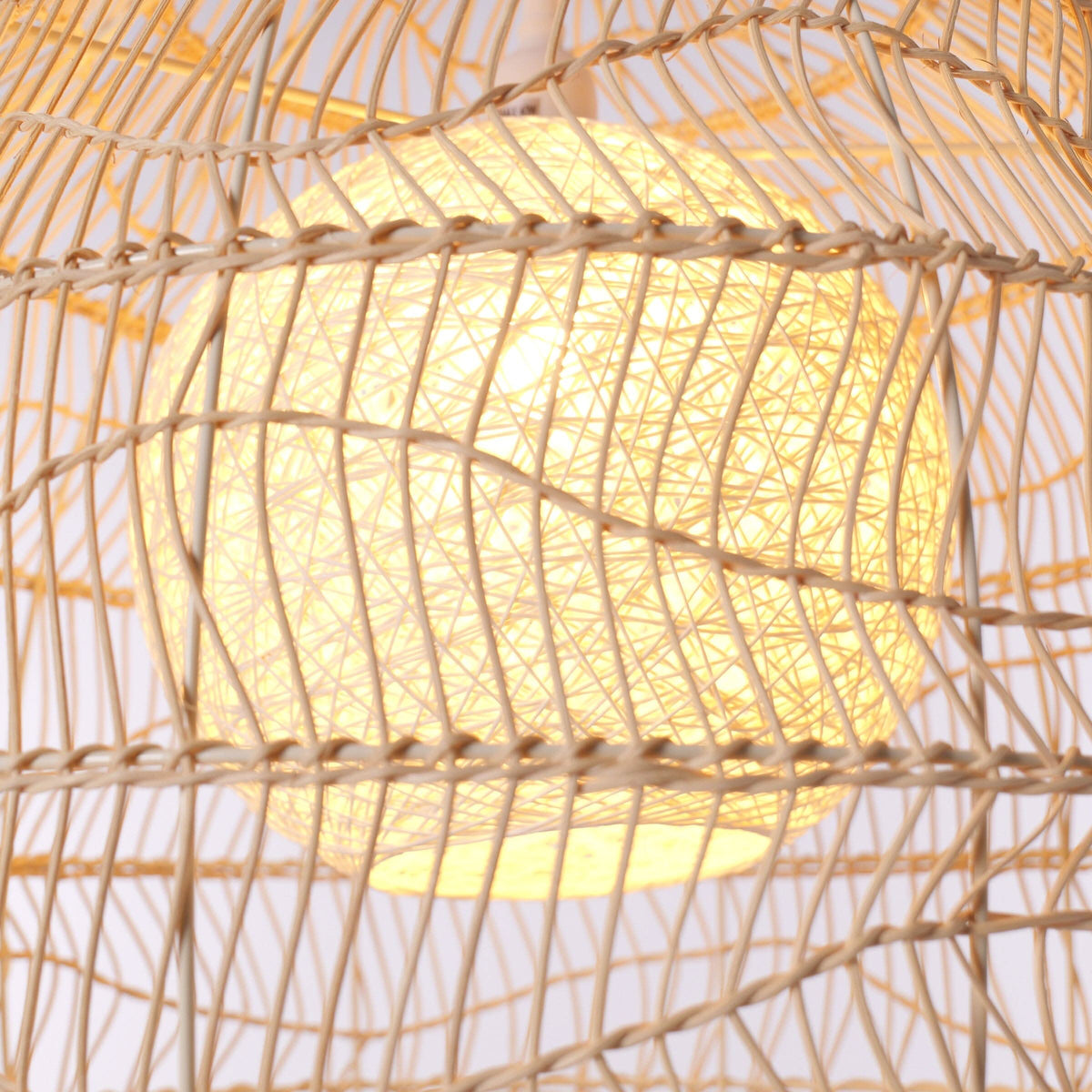 Cella-Lightsin Natural Rattan Pendant Light with Optional Woven Inner Sphere