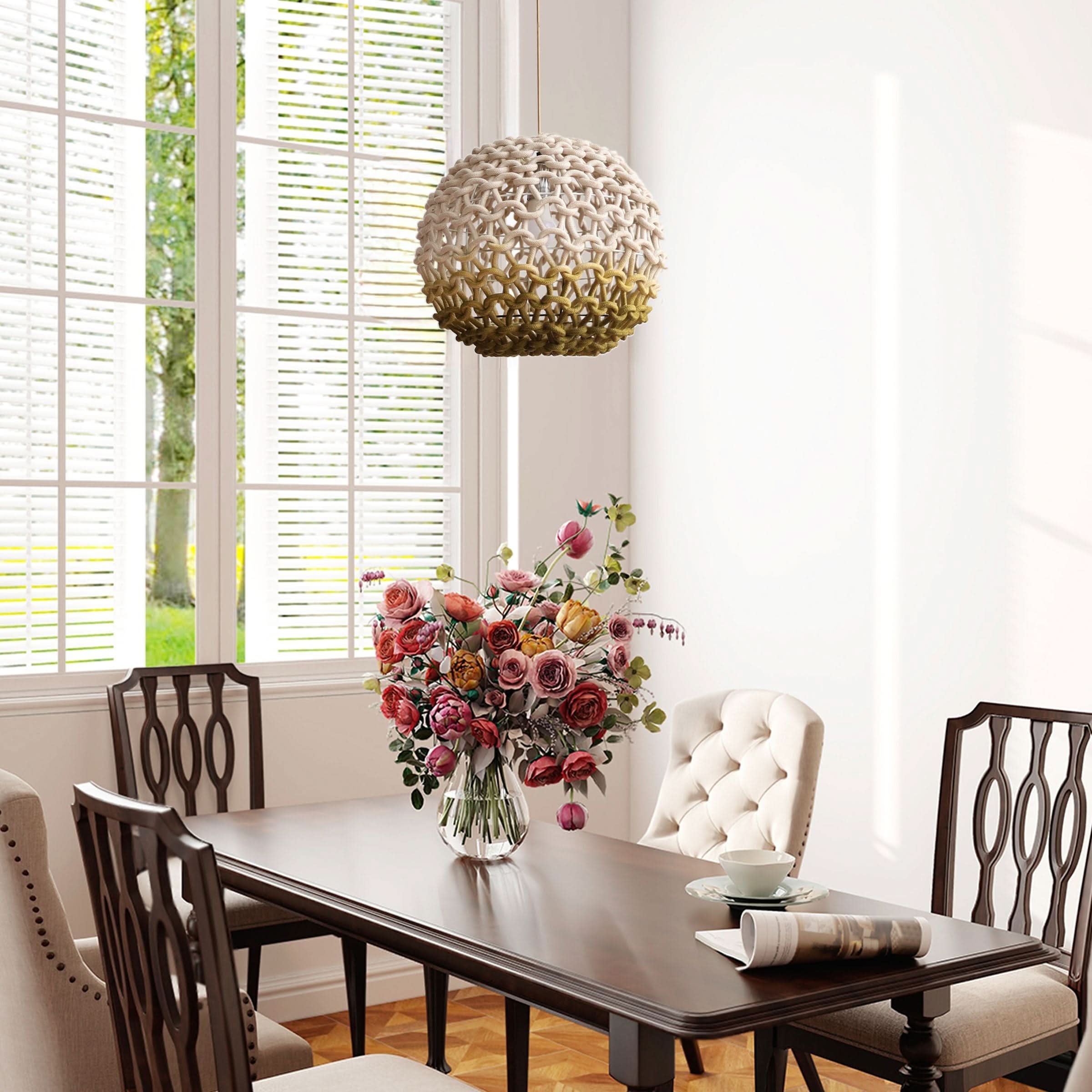 Lightsin Pendant Ceiling Light with Artisanal Globe-Shaped Cotton Rope for Natural Elegance