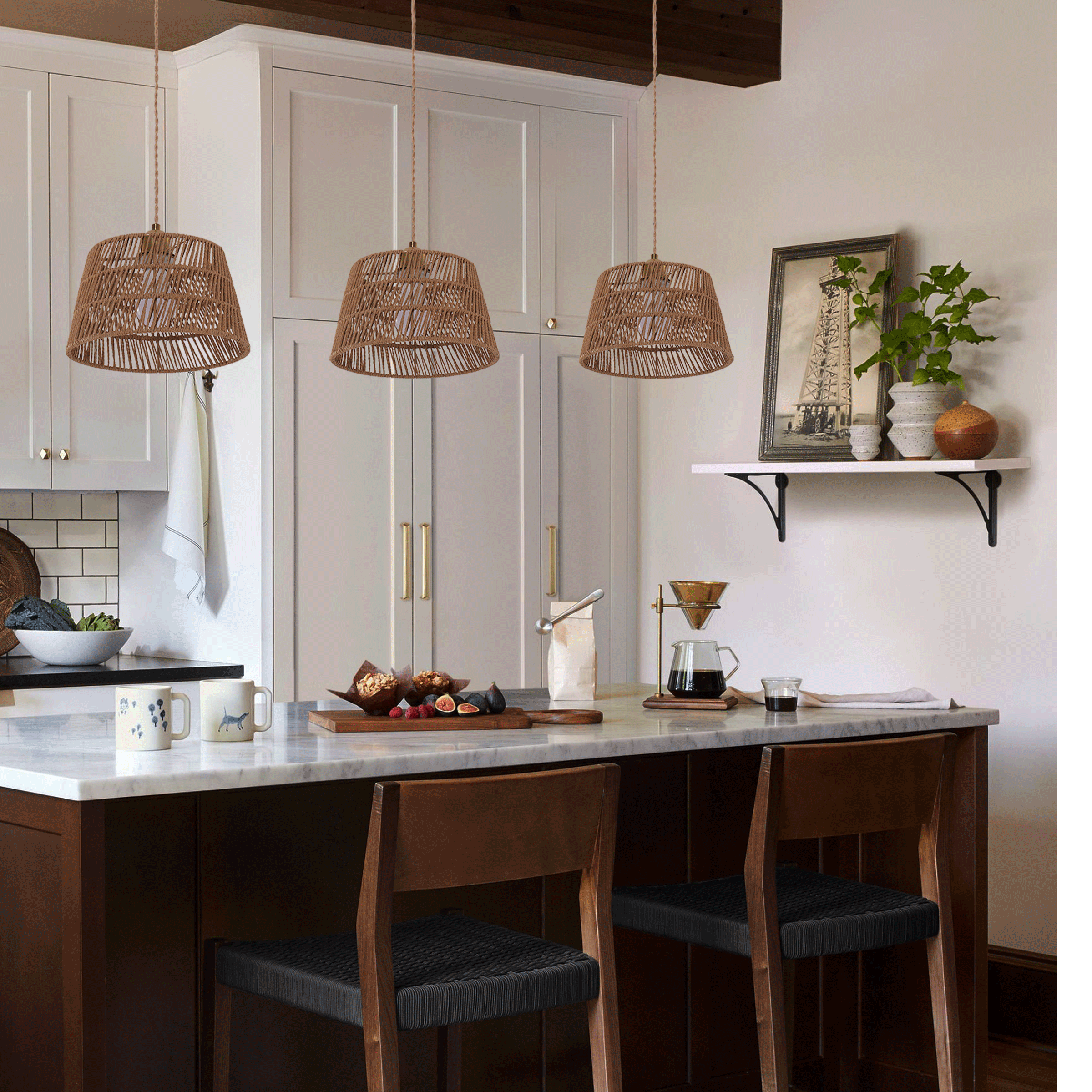 Lightsin Handcrafted Warm Rustic Paper Rope Pendant Light