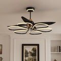 Lightsin 36-inch Black Modern Petal LED Ceiling Fan with Light - 6-Speed with Remote Control