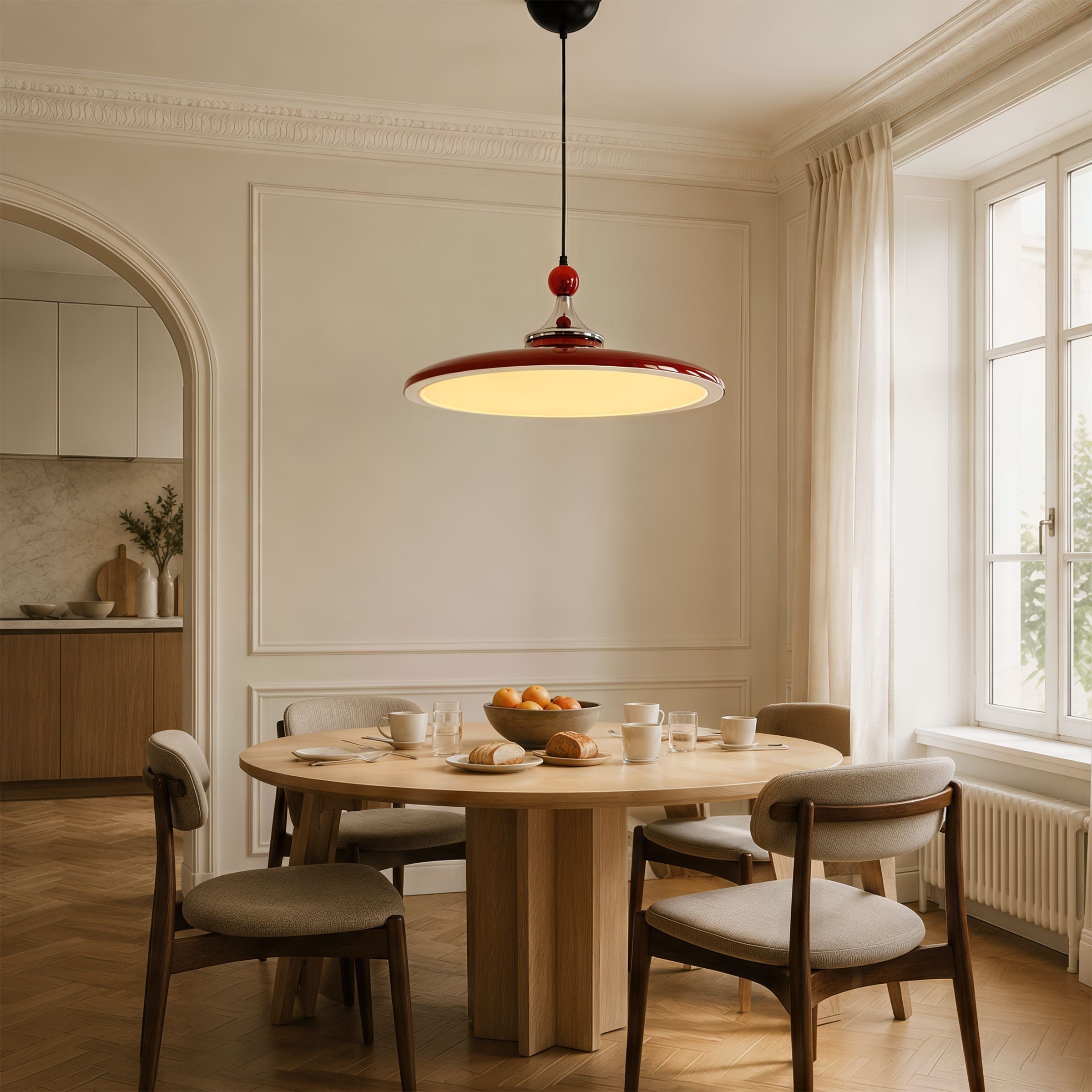 Red Iron Pendant Light | Colour-Changing E27 Ceiling Lamp