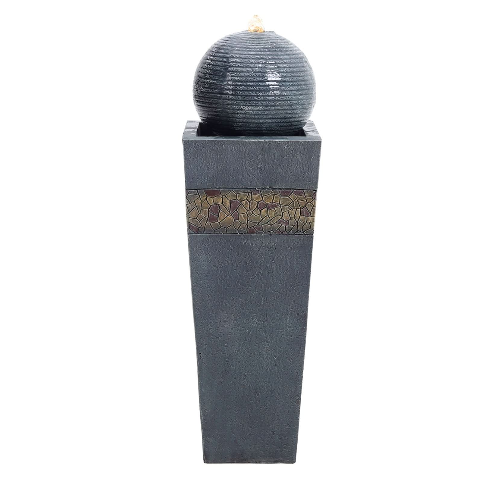 Navy Blue Electric Fountain Water Feature with LED Light