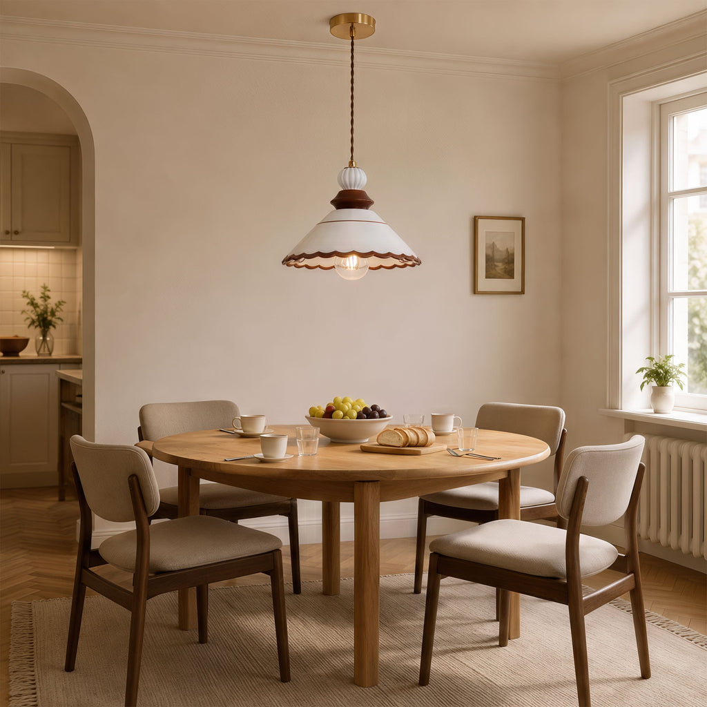 Brown Ceramic Lace Pendant Light | E27 Decorative Ceiling Lamp
