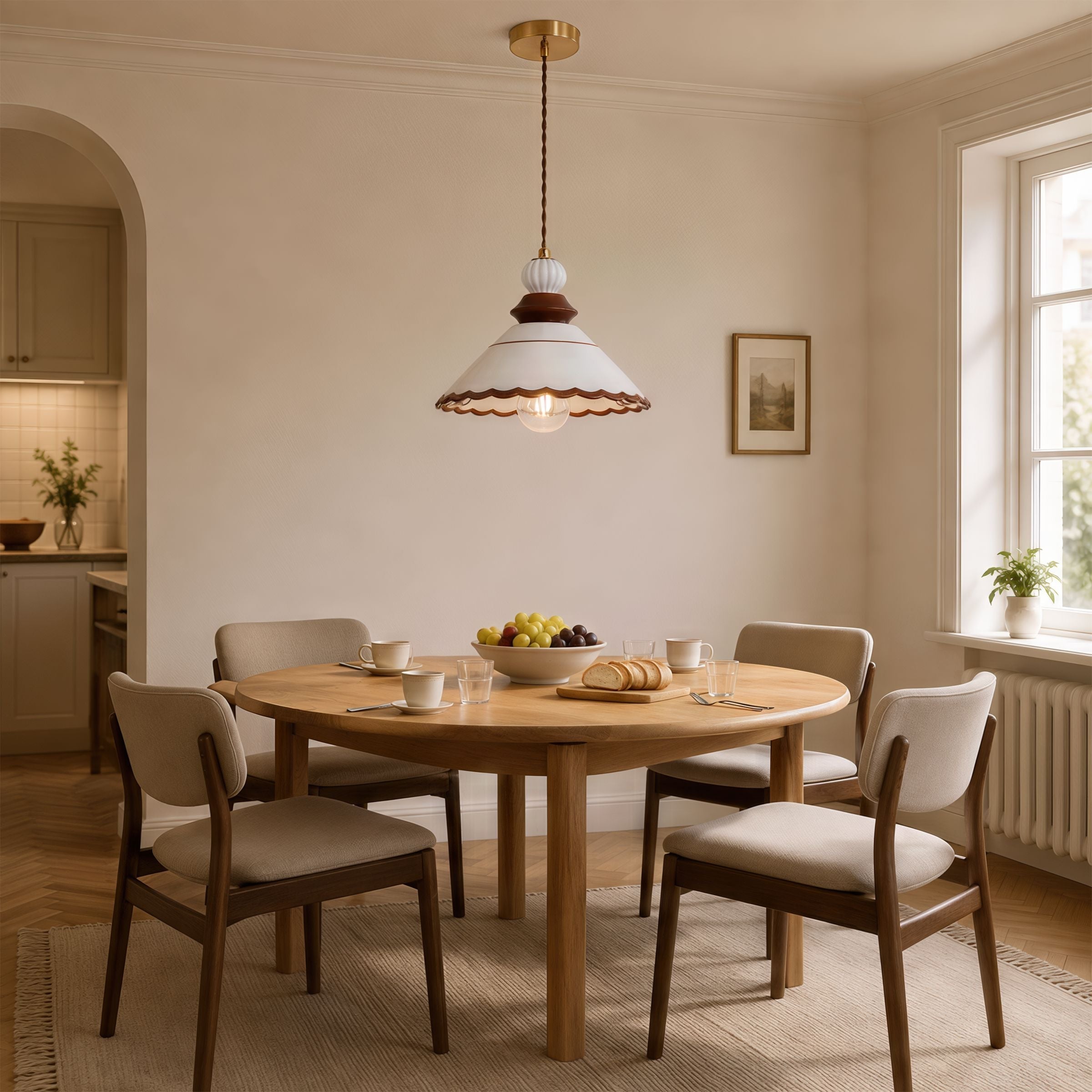 Brown Ceramic Lace Pendant Light | E27 Decorative Ceiling Lamp