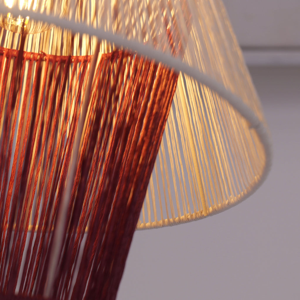 Lightsin Modern White Pendant Light with Purple Paper Rope Design