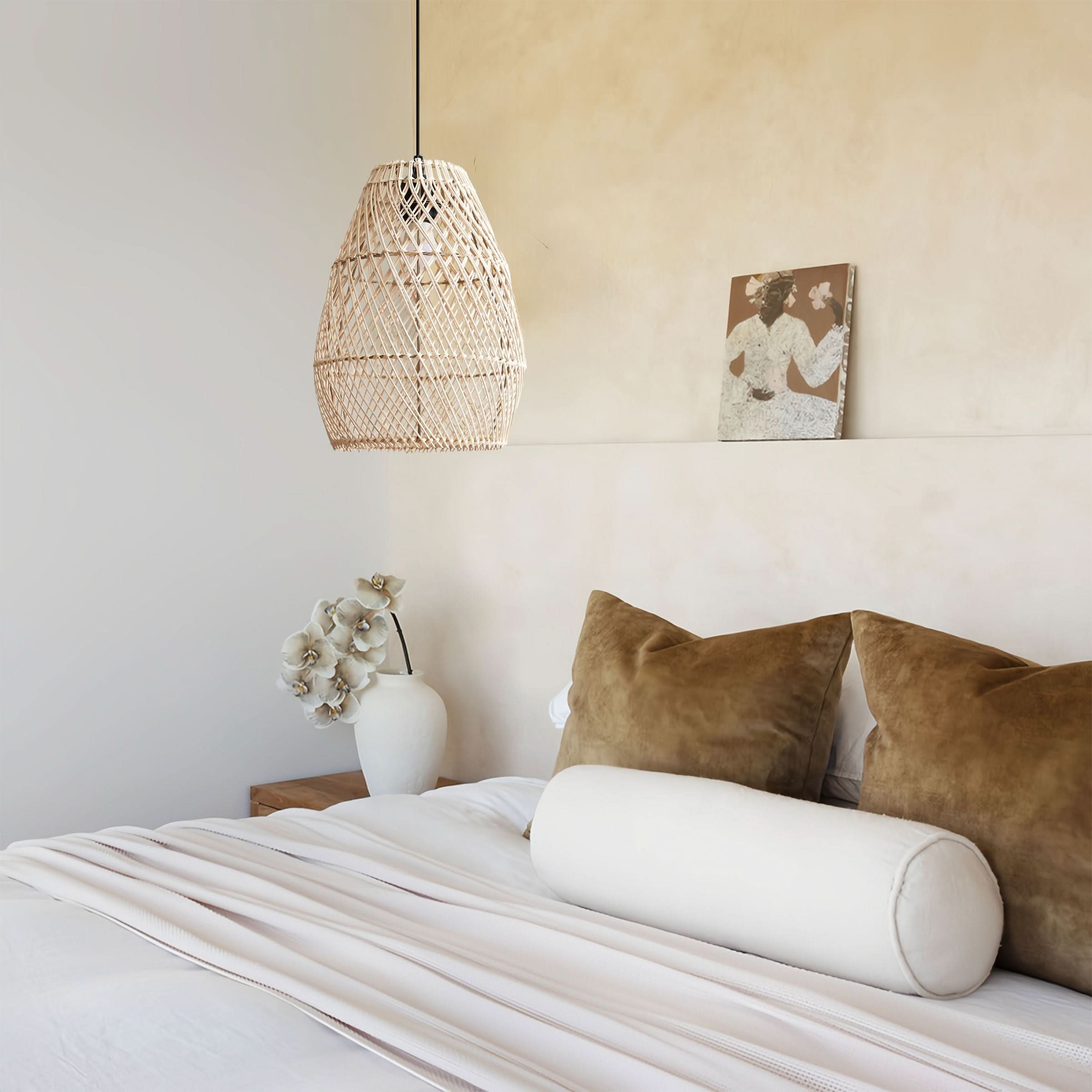Lightsin Eco-Friendly Rustic Rattan Pendant Light For Home Decor