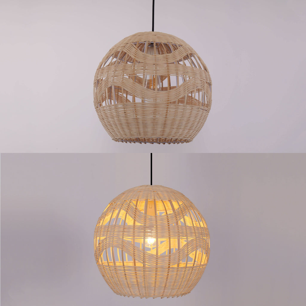 Lightsin Handwoven Rattan Pendant Light – Boho-Chic Ceiling Pendant Light for Dining Rooms, Living Spaces, and Wicker Interior Lighting