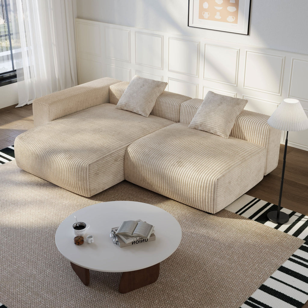Cottonfy Corduroy Modular Wide Seat Chaise Sofa Block