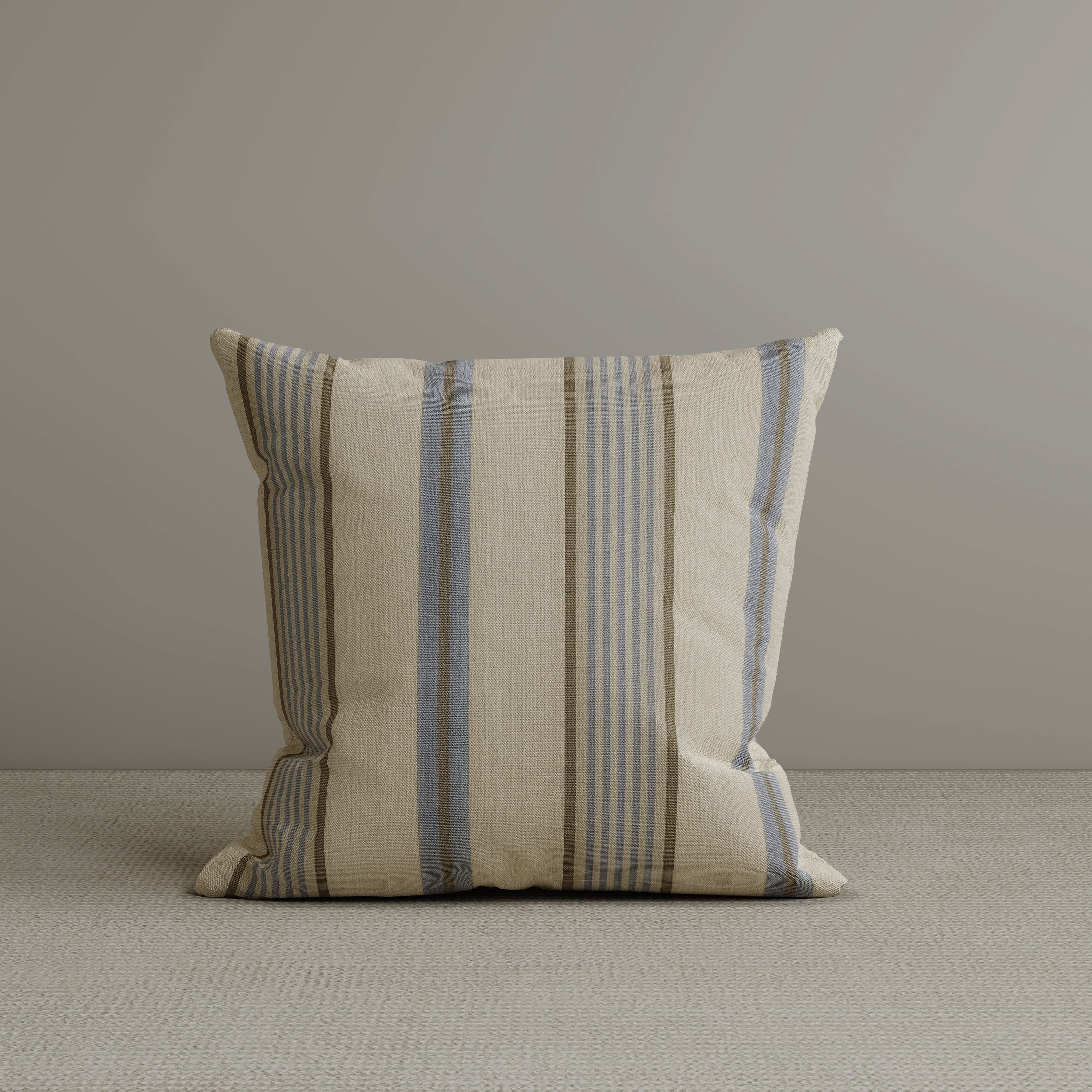 Cottonfy Square Exclusive Design Cushion in Sky Blue Striped Cotton Linen, 45*45CM