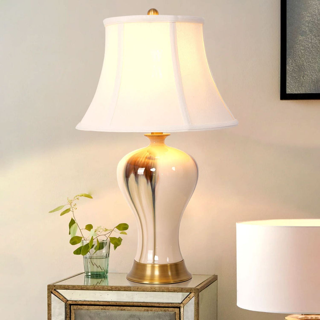 Lightsin Hand-Glazed ‘Earth & Gold’ Ceramic Table Lamp - A Unique Artisan Masterpiece