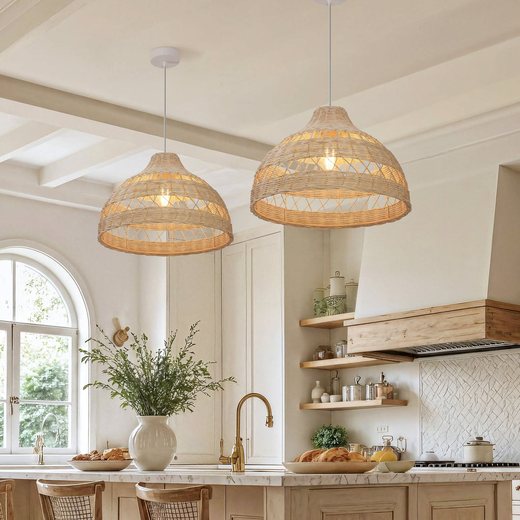 Lightsin Cella-Natural Rattan Pendant Light - Handwoven Ceiling Light, Durable & Rustic
