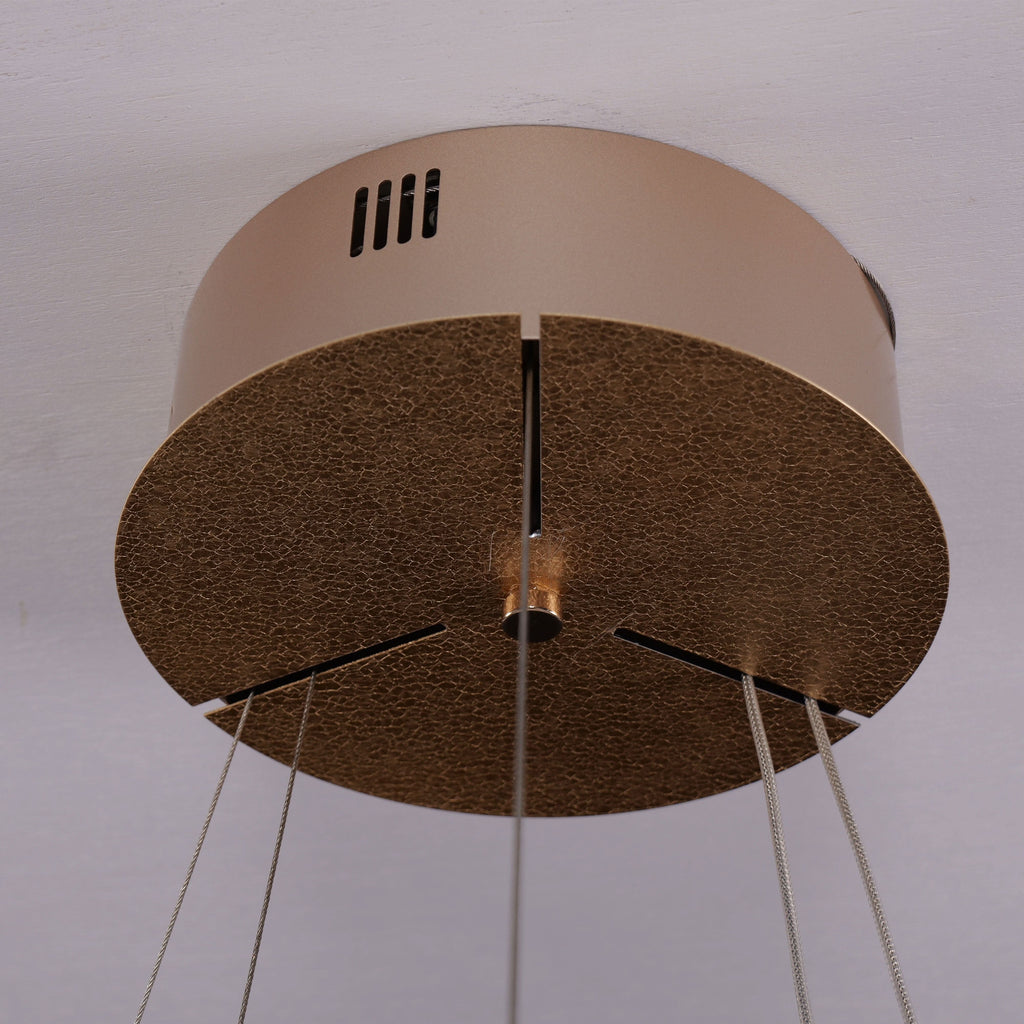 Lightsin Golden Crystal Dual-Ring LED Pendant Light in Modern Aluminum Design