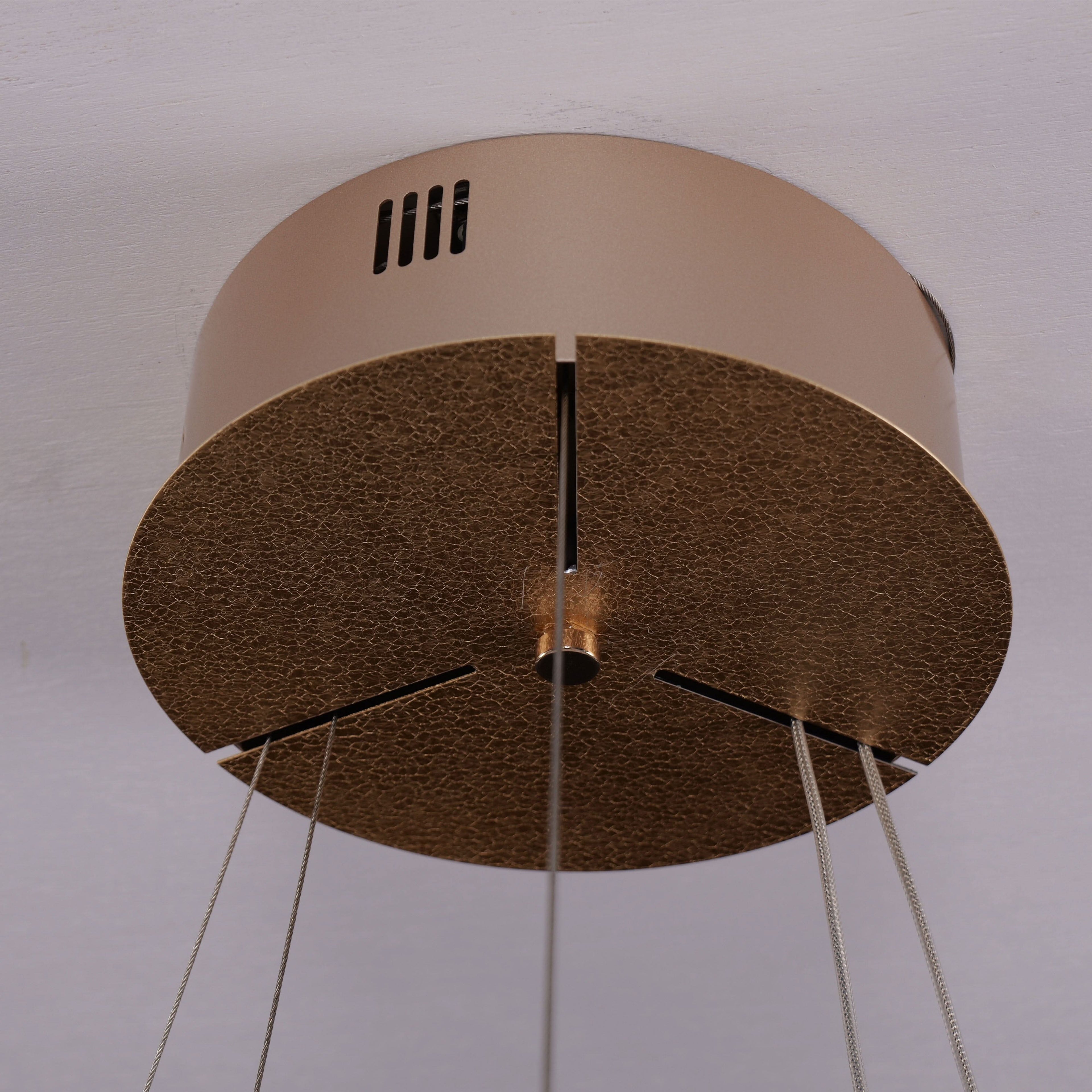 Lightsin Golden Crystal Dual-Ring LED Pendant Light in Modern Aluminum Design