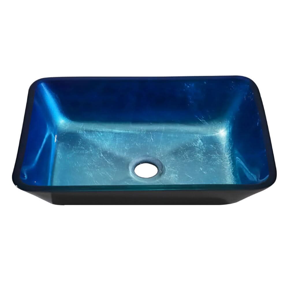 46cm W Rectangular Tempered Glass Bathroom Art Design Sink
