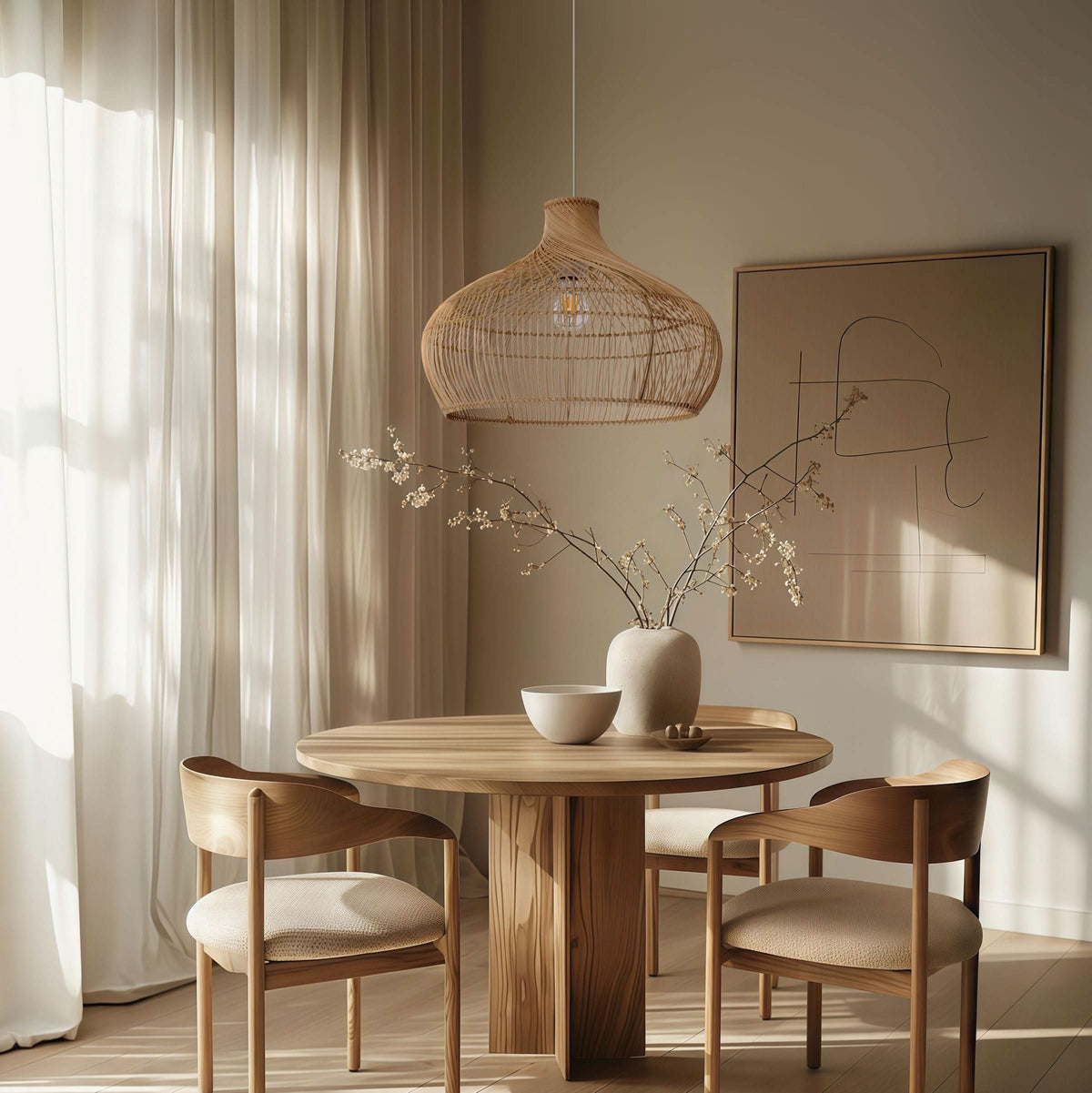 Lightsin Cella-Handwoven Gourd Shaped Rattan Pendant Light