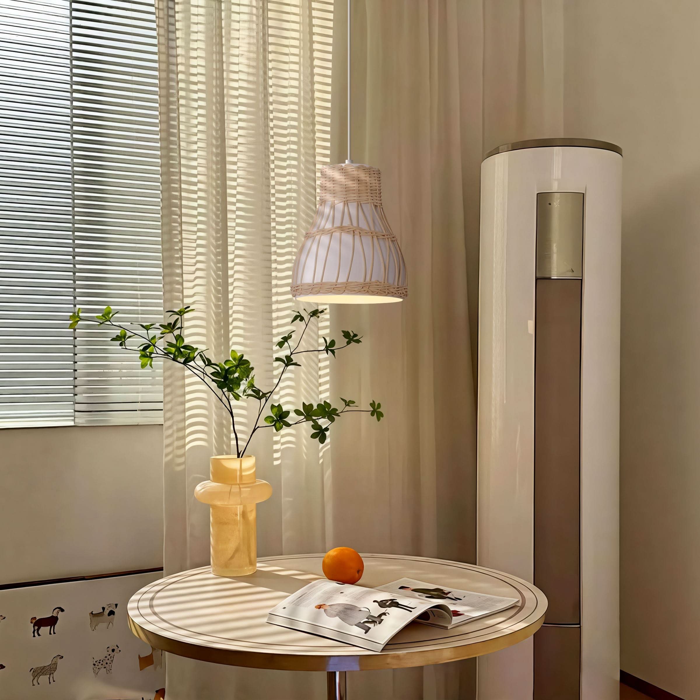 Lightsin Modern Rattan Pendant Light Available in Grey, Pink, and White