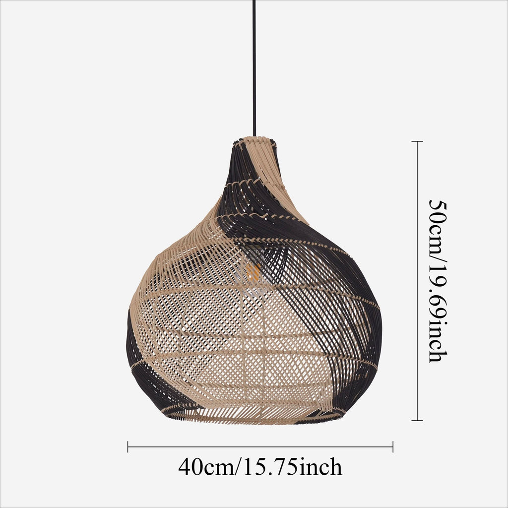 Lightsin Japanese Simple Vase Shaped Handwoven Rattan Pendant Light