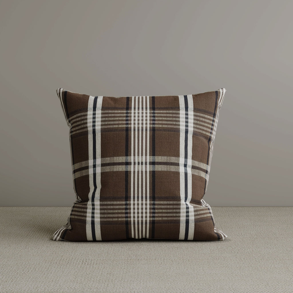 Cottonfy Square Exclusive Design Cushion in Brown Checkered Cotton Linen, 45*45CM