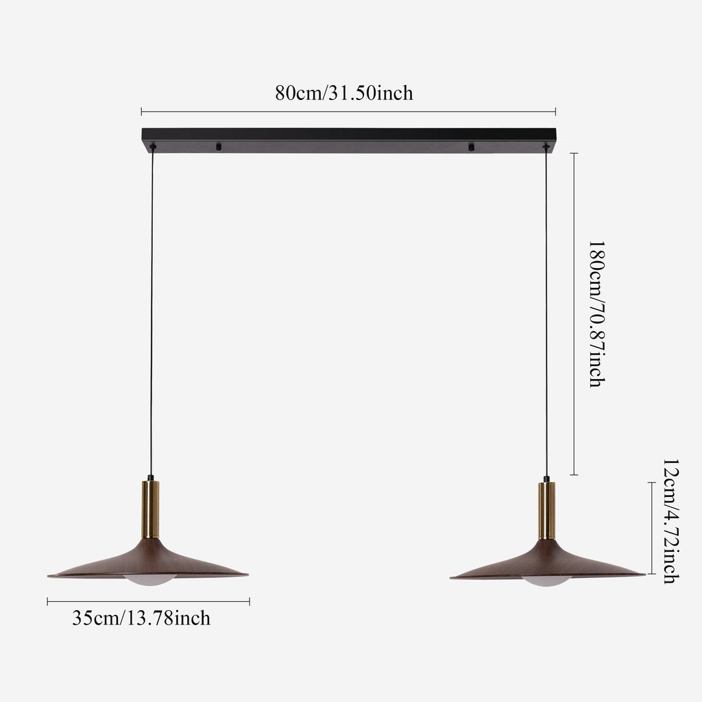 Walnut Double Pendant Light | Linear E27 Ceiling Lamp