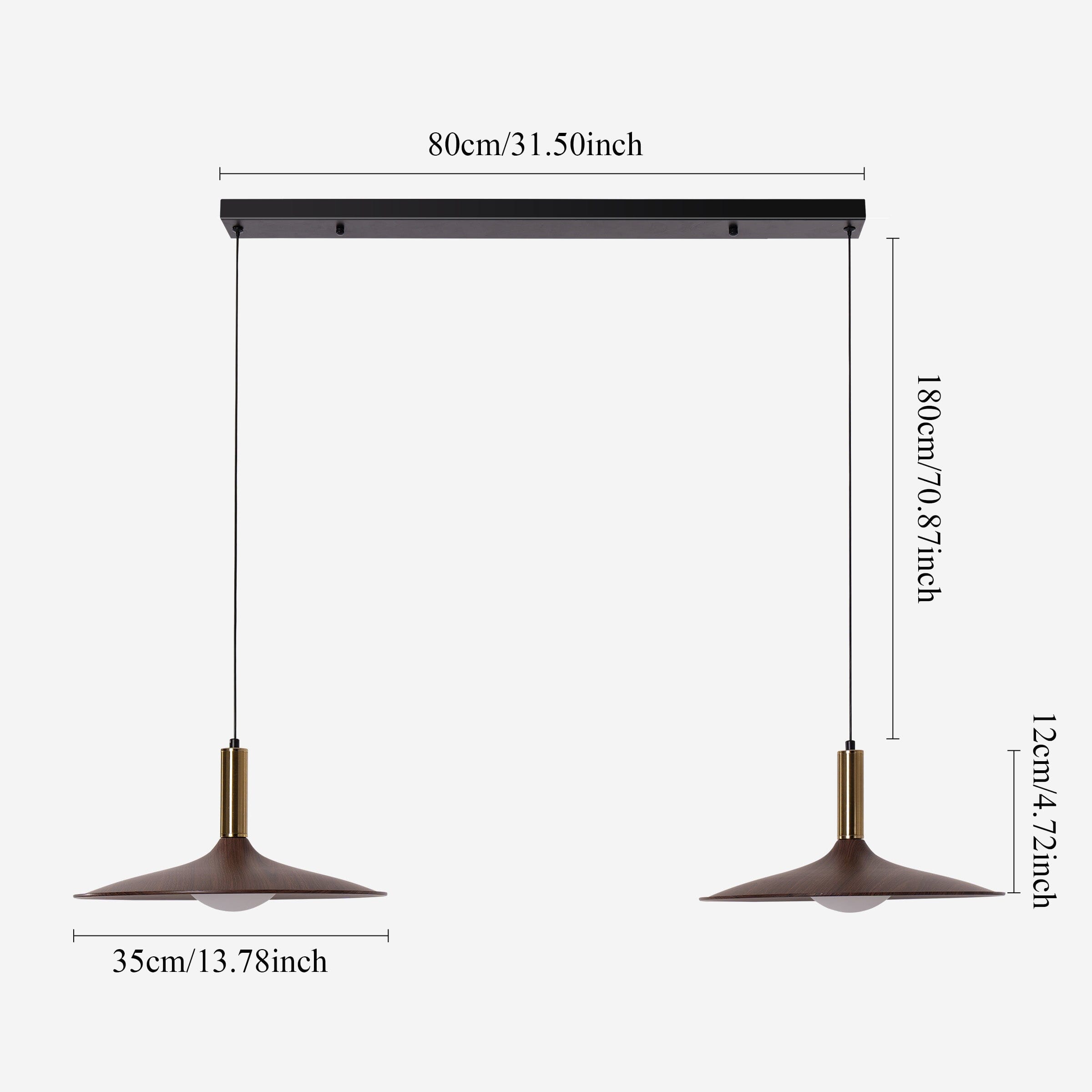 Walnut Double Pendant Light | Linear E27 Ceiling Lamp
