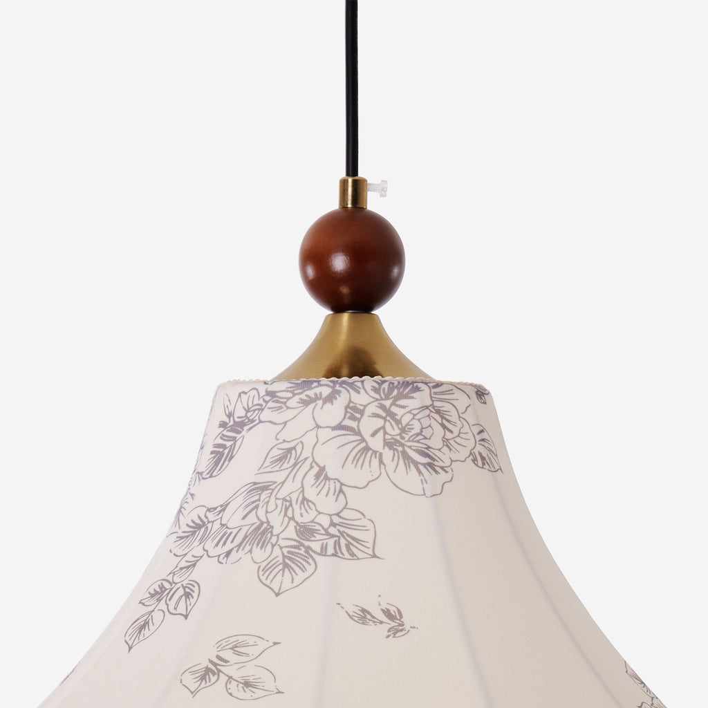 Yellow Floral Fabric Pendant Light | Adjustable E27 Ceiling Lamp
