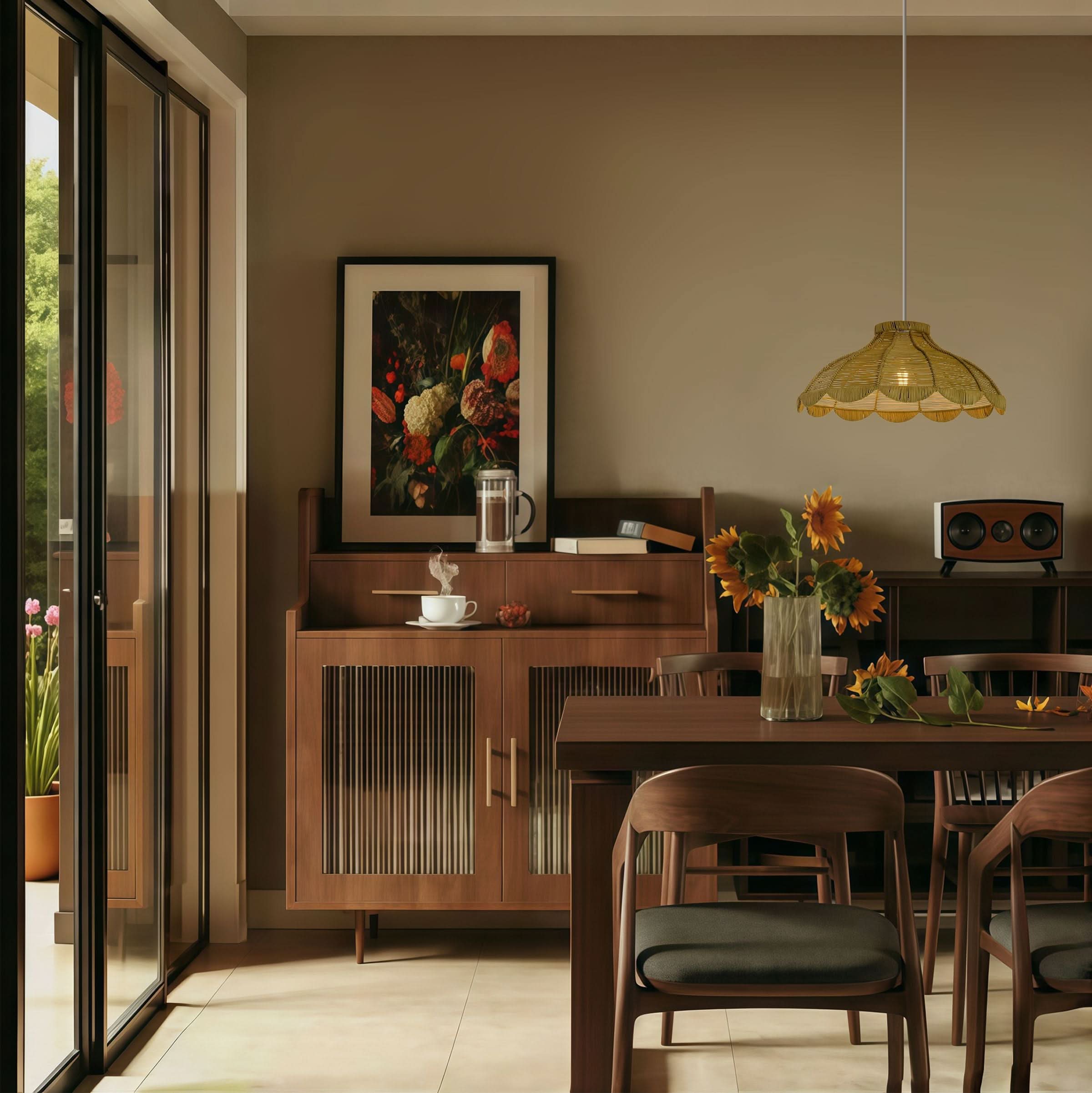 Lightsin Reseda Petal Shaped Rattan Pendant Light