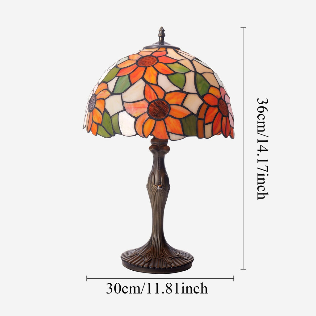 Lightsin Tiffany Table Lamp | Handcrafted Stained Glass Floral Petals Series White and Green