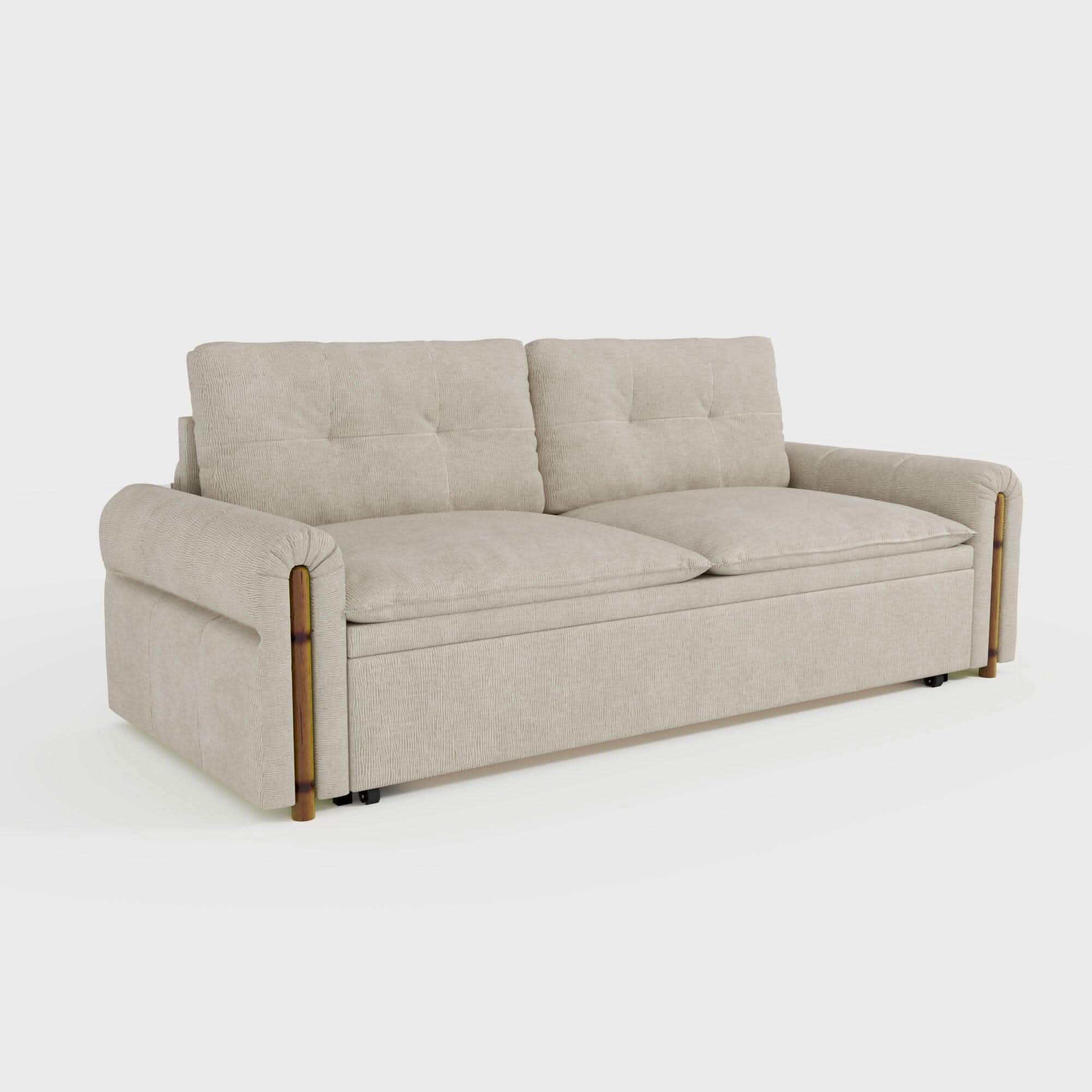 Cottonfy Vintage Pet Friendly Bamboo Design Sofa Bed with Storage