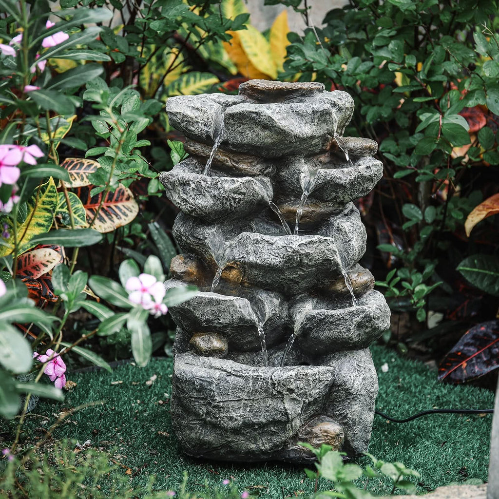 49CM Height Garden Cascading Waterfall Tiered Water Fountain Pump