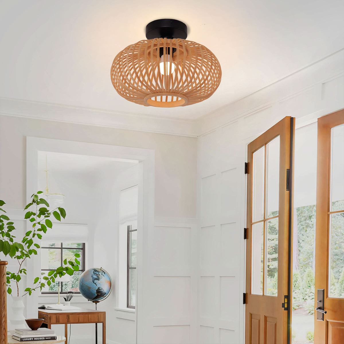 Lightsin Highly Cost-Effective Natural Woven Bamboo Wall Lamp