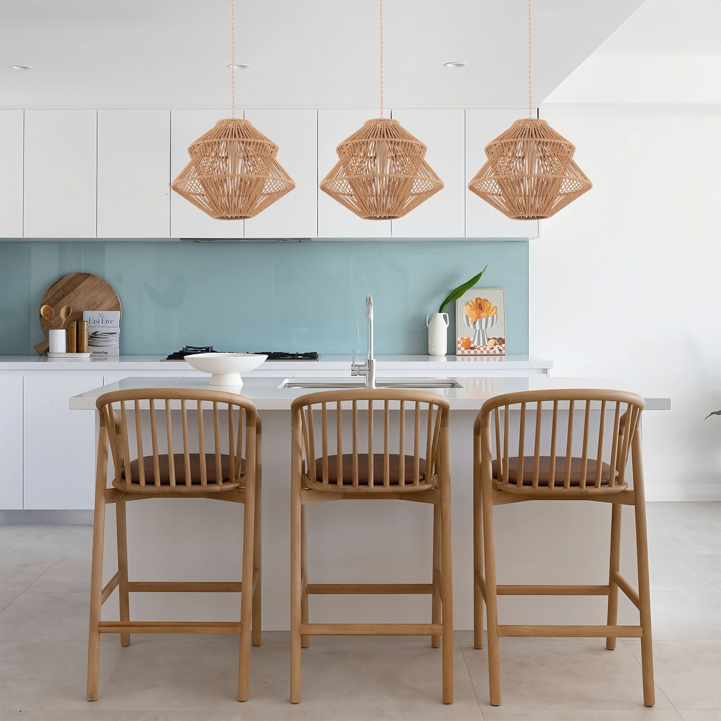 Lightsin Rustic Paper Rope Iron Pendant Light